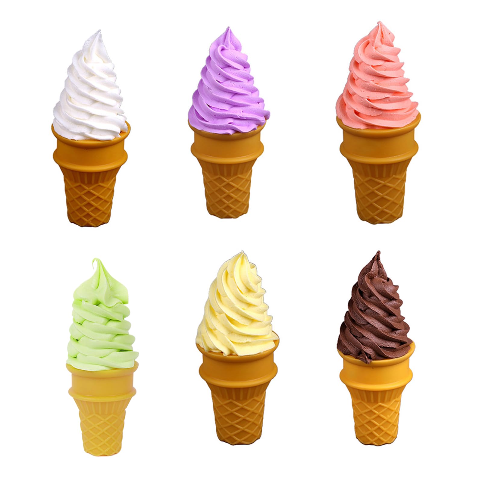 CEHTK Colorful Realistic Fake Ice Cream Cone Window Display Model Food Sweet Dessert Photo Props Kitchen Accessories White