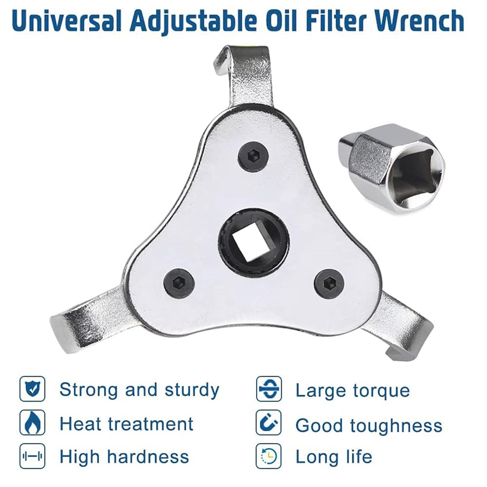 Chiave Universale 3 Ganasce Per Filtri Olio - Regolabile 60-100mm, Acciaio 45# - Foto 5