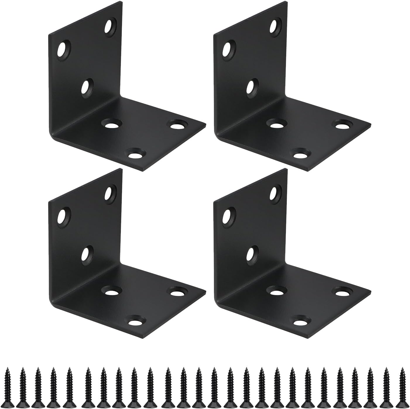 Alise 4Pcs Shelf Brackets Black, Stainless Steel Floating Shelf Brackets Corner Brackets, L Brackets for Shelves, 90 Degree Angle Bracket, Heavy Duty Shelf Brackets for Wood Furniture (1.8X1.8 in)