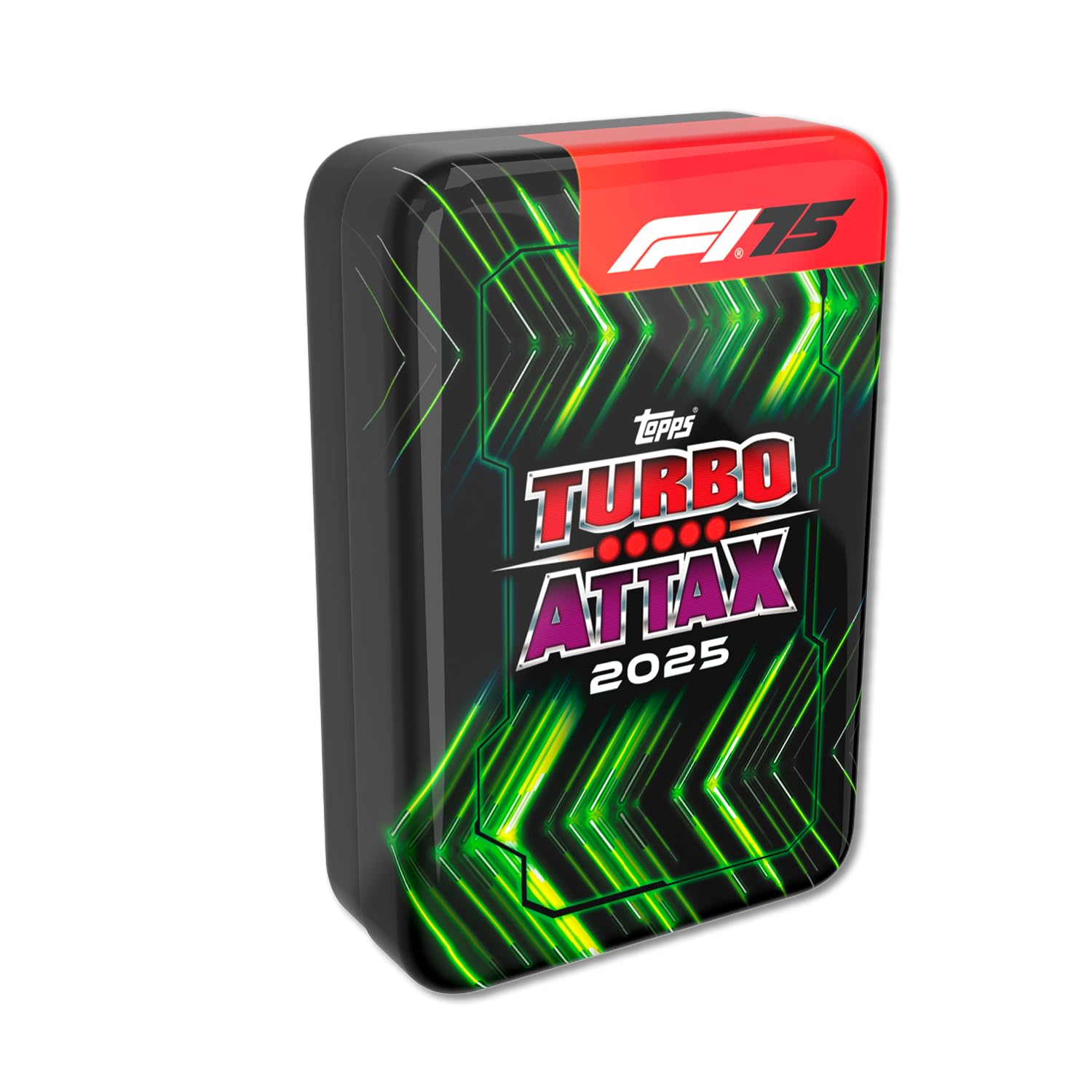 Topps Turbo Attax Formula 1 2025 - Mega Tin - Shakedown – contiene 66 carte incluse 6 Edizioni Limitate e 4 carte esclusive 'Shakedown'.
