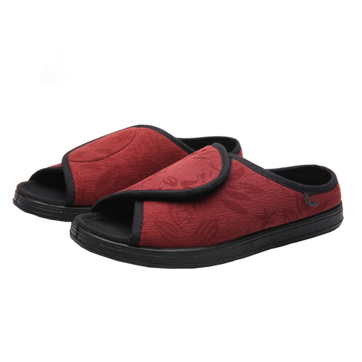 Scarpe per Diabetici Estive Donna con Strappo per Diabetici, Pianta Larga Estive Pantofole Aperto Molto Larghe, Sandali Aperto per Anziani Artrite Edema Gonfiore Slipper Red,38