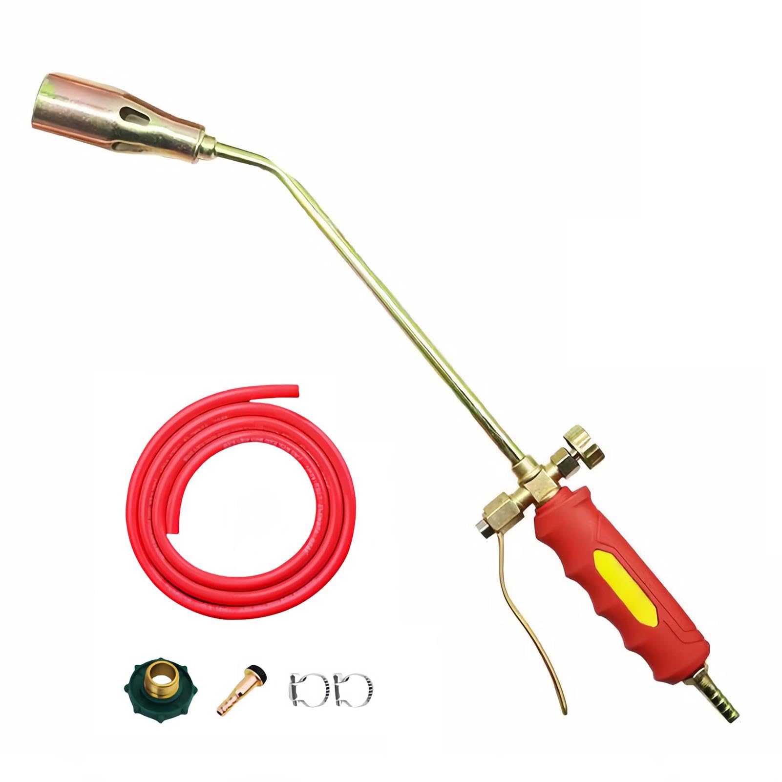 DéSherbeur Chalumeau au Propane à Double Interrupteur, Kit DéSherbeur Chalumeau, DéSherbeurs à Gaz avec Tuyau de 1,2/2/5 M pour DéSherber Le Jardin, la Glace, la Neige et Les Routes