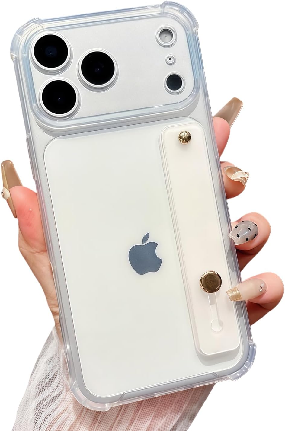 siduater Strap Case for 6.3" iPhone 17 Pro with Wristband Kickstand, Clear Soft TPU Protective Shockproof Bumper Rugged Cover, Adjustable Hand Grip Loop for iPhone 17 Pro 6.3 Inch, Crystal Clear