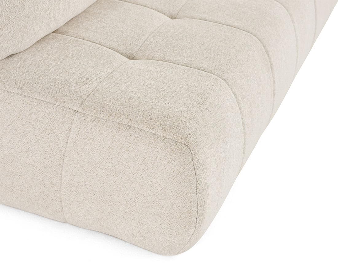 Best Mobilier – Bowie – 3-Sitzer-Sofa ausklappbar, Truhe + rundes Kissen, inklusive strukturiertem Stoff, Beige