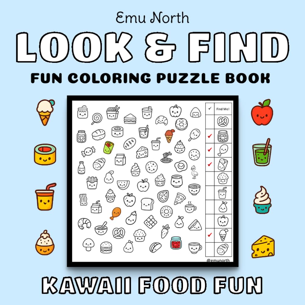 Look and Find: Kuwaii Food Fun - Coloring Puzzle Book (Look and Find Books)