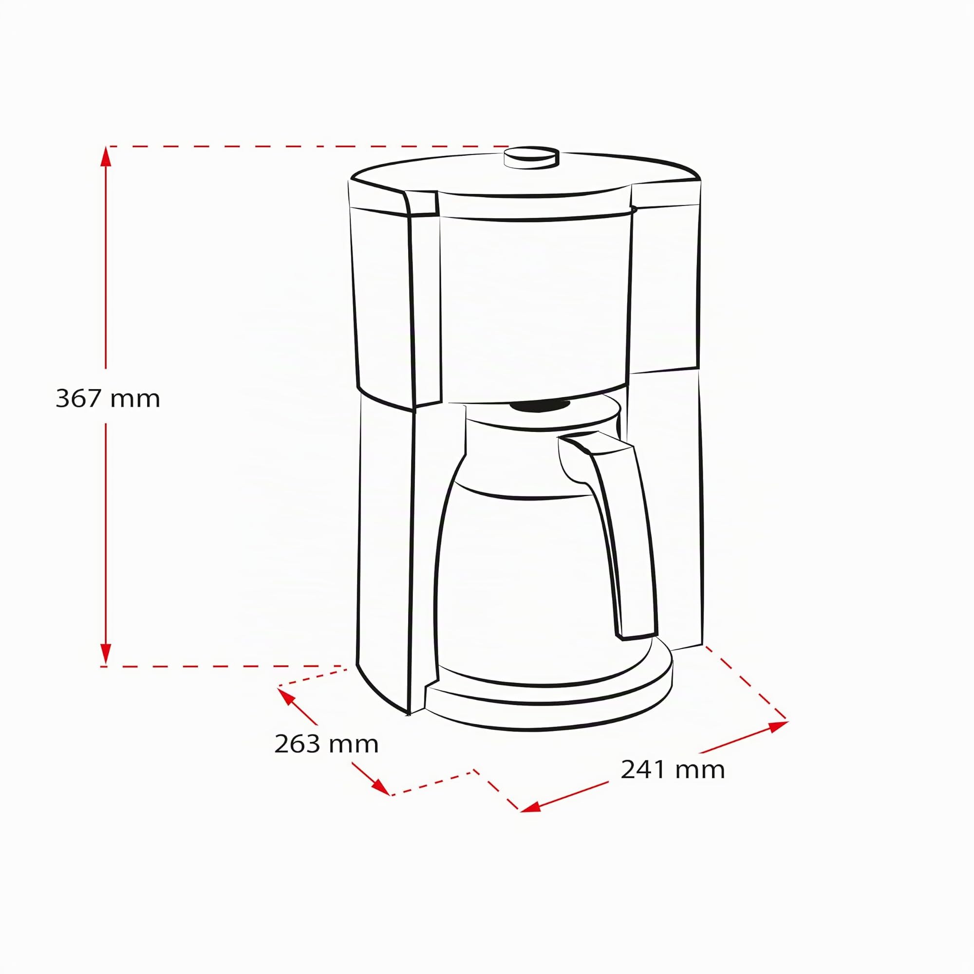 Melitta Macchina da caffè con filtro Look V Timer 1025-18 con caraffa termica e funzione timer, 1080, serbatoio acqua rimovibile e programma anticalcare, 1,25 litri, nera