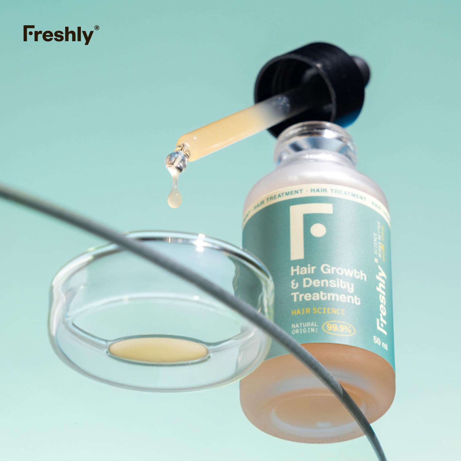 Freshly - Tratamiento Serum Capilar Anticaída del Pelo Hair Growth & Density Treatment - Fórmula 99,9% Natural - Para el Crecimiento y Densidad del Cabello - Pelo Fuerte y Saludable - 50 ml