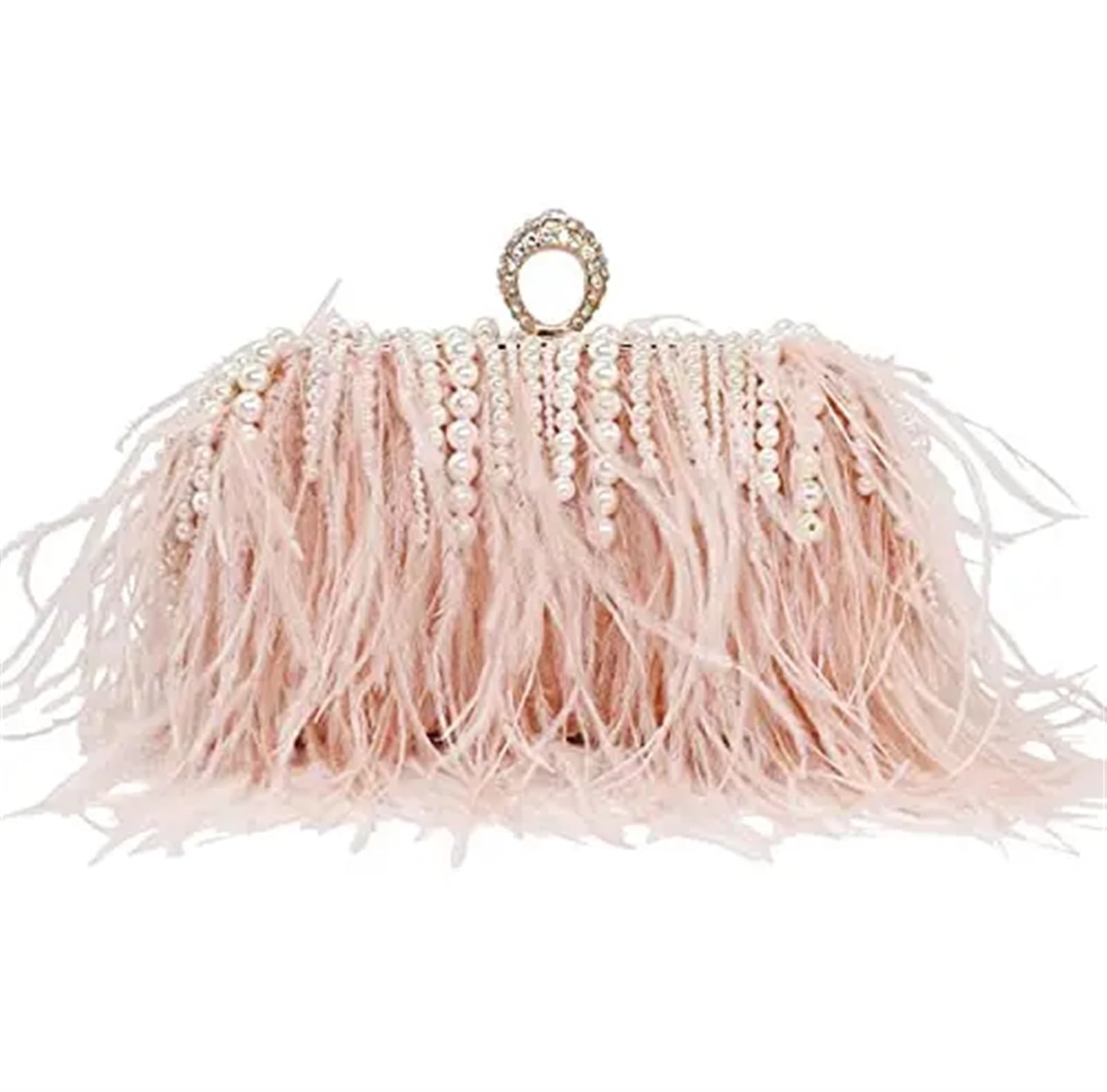 MZPOZB Feather Bag Rhinestones Women Feather Evening Bags Crystal Day Clutch With Chain Shoulder Handbags Diamonds Purse For Party Feather Evening Clutch Handbag(Champange)