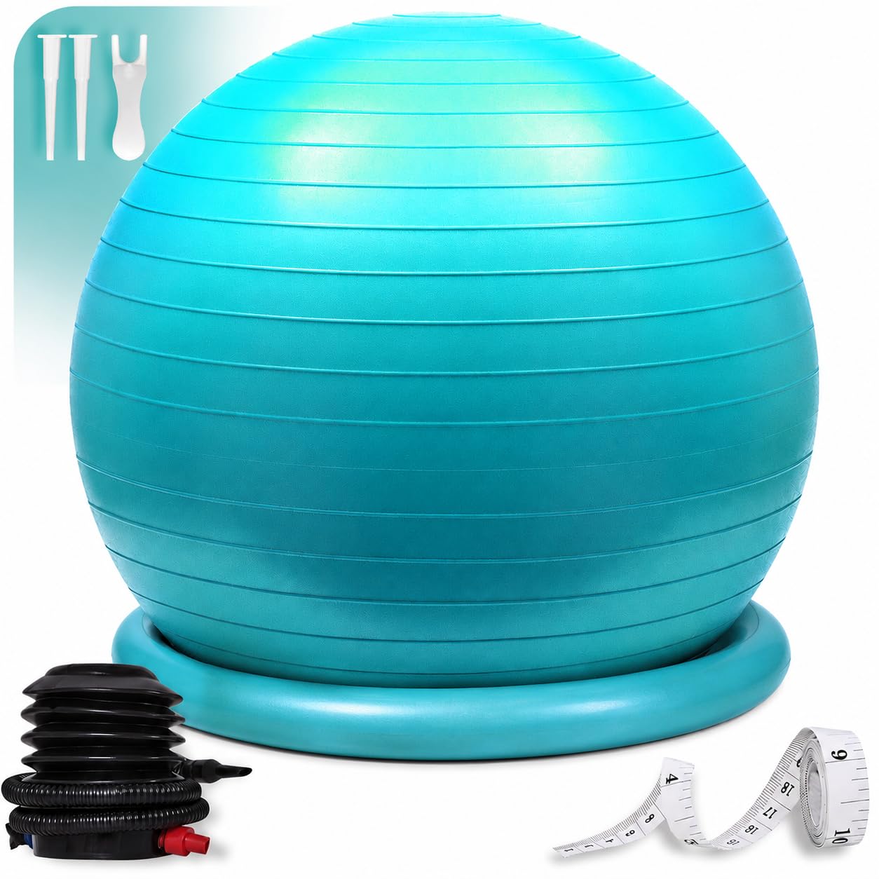 JYW Exercise Ball Chair 65cm - Yoga Ball & Stability Ring with Pump. For Pregnancy, Balance, Pilates or Birthing Therapy. Use at Office, Gym or Home. Anti-Burst and Anti-Slip Premium Grade
