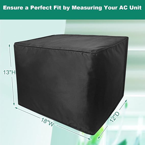 Waterproof Insulated Outdoor Window Air Conditioner Cover for Outside AC Unit, 18x 13x 12 Inches (Wx Hx D)- Black