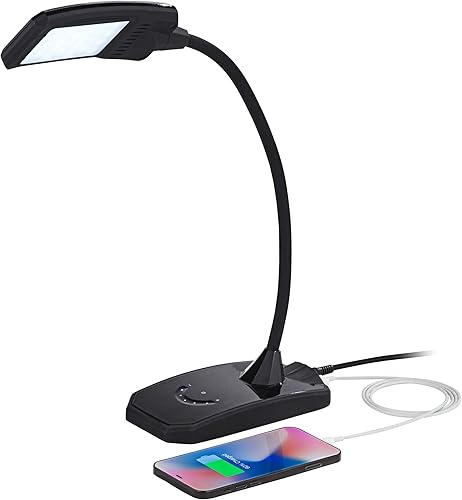 Miniatura 3 de 360 Lighting Ricky - Lámpara de mesa de escritorio minimalista moderna con puerto de carga USB, cuello de cisne LED, altura ajustable, 13.75