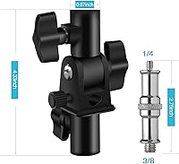 Vista 3 de WELLMAKING 2 unidades de adaptador de inclinación en forma de U, soporte giratorio para paraguas, soporte de luz con adaptador de tornillo macho