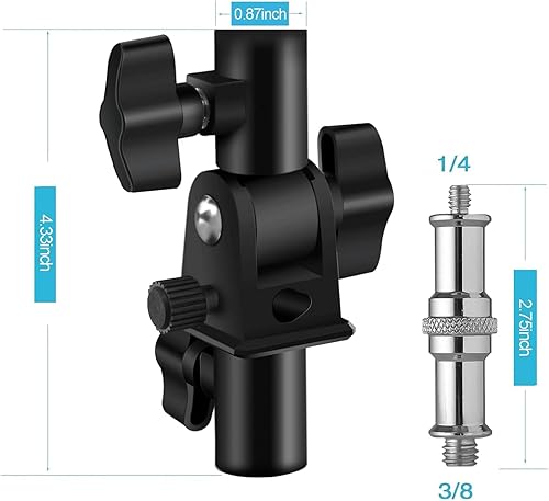 Miniatura 3 de WELLMAKING 2 unidades de adaptador de inclinación en forma de U, soporte giratorio para paraguas, soporte de luz con adaptador de tornillo macho