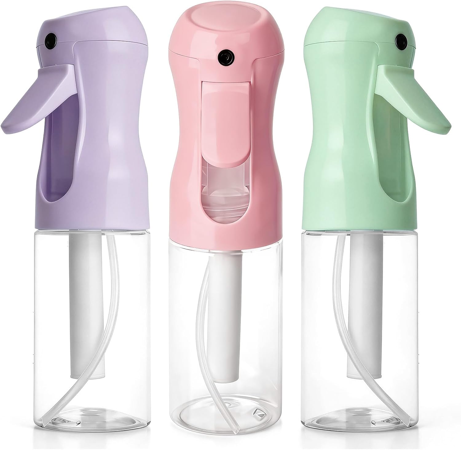 3Pcs Continuous Spray Bottles For Hair,Ultra Fine Mister for Hair Styling, Plants, Cleaning, Salon, Misting & Skin Care (200ml Clear*3)