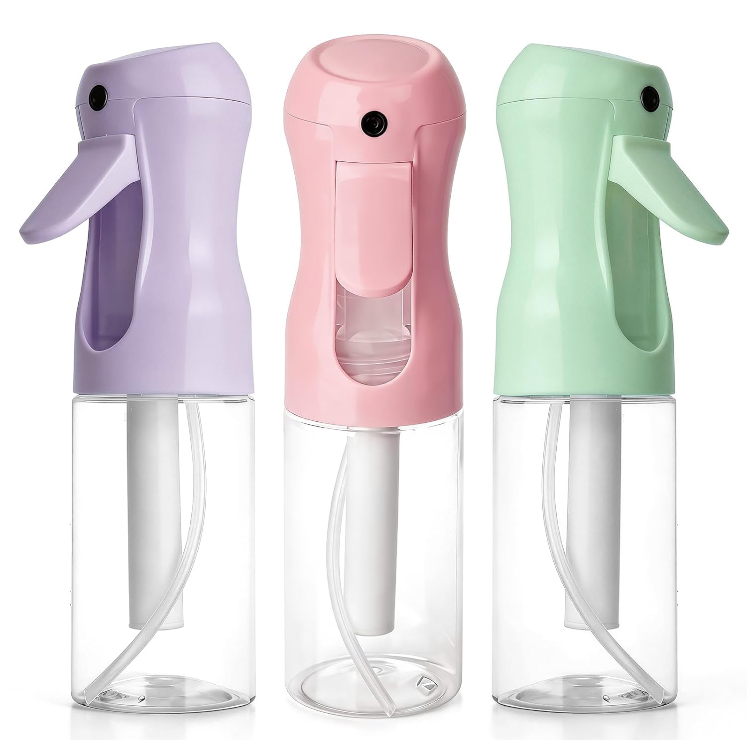 RMNJPW 3Pcs Continuous Spray Bottles For Hair,Ultra Fine Mister for Hair Styling, Plants, Cleaning, Salon, Misting & Skin Care(200ml/6.8oz Green+Pink+Purple)