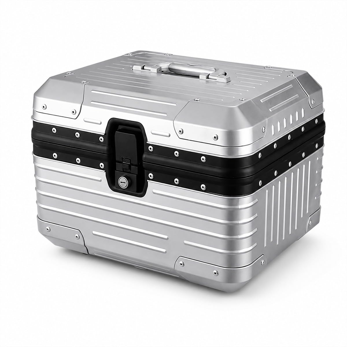 Baannaww Motorcycle Top Box 42x33x31cm ABS Rear Storage Case with Key Lock Mounting Plate Padded Liner Universal Luggage Trunk for Scooter E Bike Commuting Touring Daily Travel Routes Rides