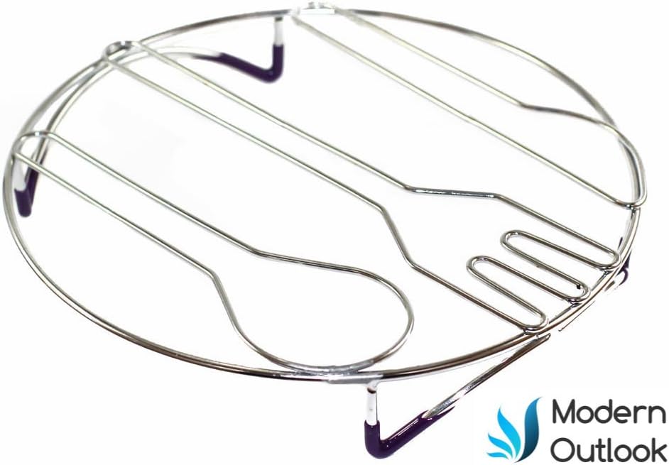 Round Pot Holder, Metal Cooling Rack, Unique Utensil Design, Anti-Slip Coating, Chrome Finish, 8 inch Diameter (Purple)