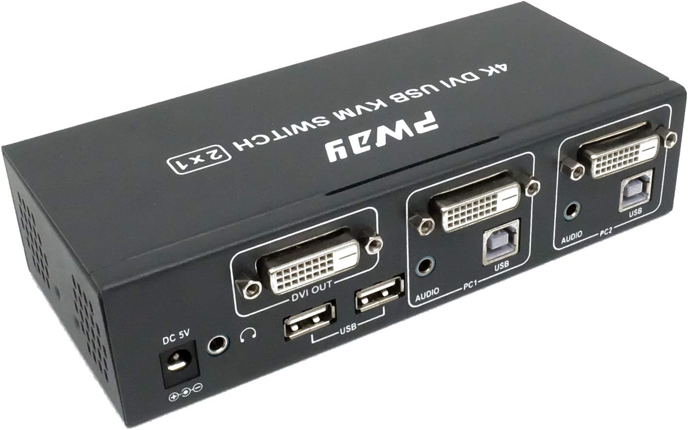 PW-SD0201K KVM Switch DVI 2 Port with Cable Kit and Supports 1920 * 1200P@60Hz (4K*2K@30Hz) DVI1.0 Windows 2000/XP/7/10 Linux and Mac for PC Monitor Keyboard Mouse DVR NVR Nintendo Switch