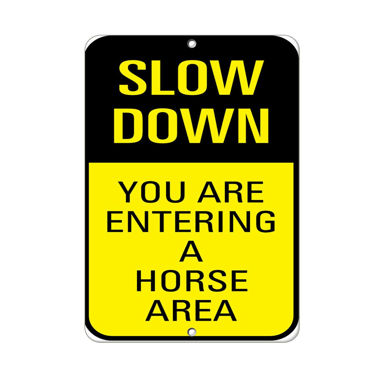 Kueprae A527 Vertical Metal Sign Slow Down You Are Entering Horse Area Traffic 8X12 Inch