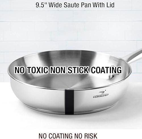 Miniatura 4 de HOMICHEF Juego de utensilios de cocina de acero inoxidable sin níquel de 14 piezas juego de ollas y sartenes de acero inoxidable sin níquel juego de