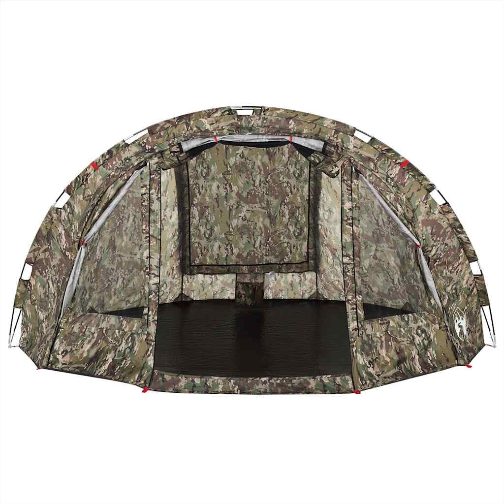 Tente de Pêche pour 4 Personnes en Polyester 190T Vert Olive, Abri de Camping avec 2 Portes et 2 Fenêtres, Dimensions 298 x 236 x 152 cm, Montage Facile avec Sac de Transport