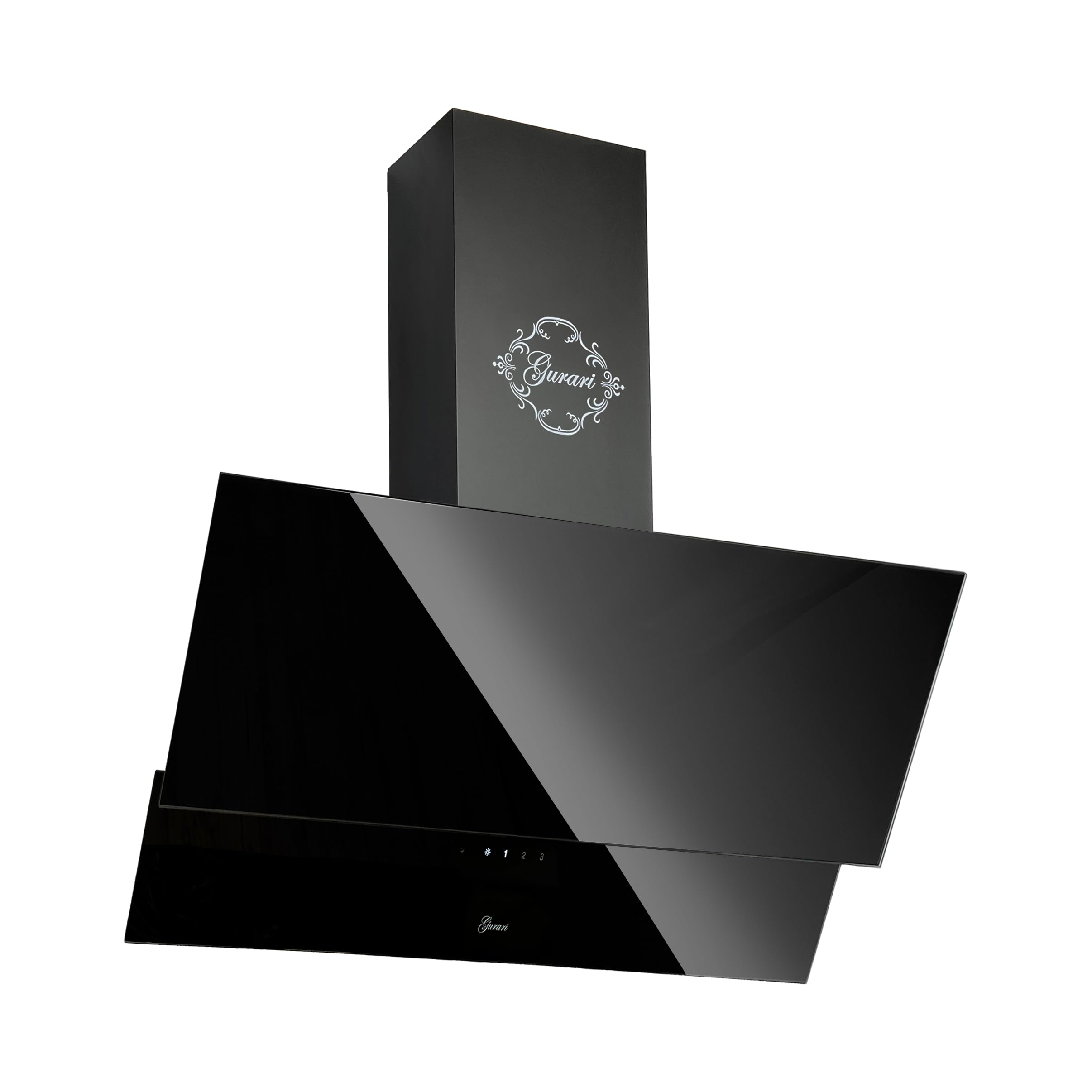 Hotte Murale 90 cm GURARI GCH D 268 9 Prime/Hotte aspirante Noire classe A 1000 m³/h avec Télécommande/Hotte de Cuisine avec Evacuation ou Recyclage/Hotte Inclinée avec Filtre à Charbon