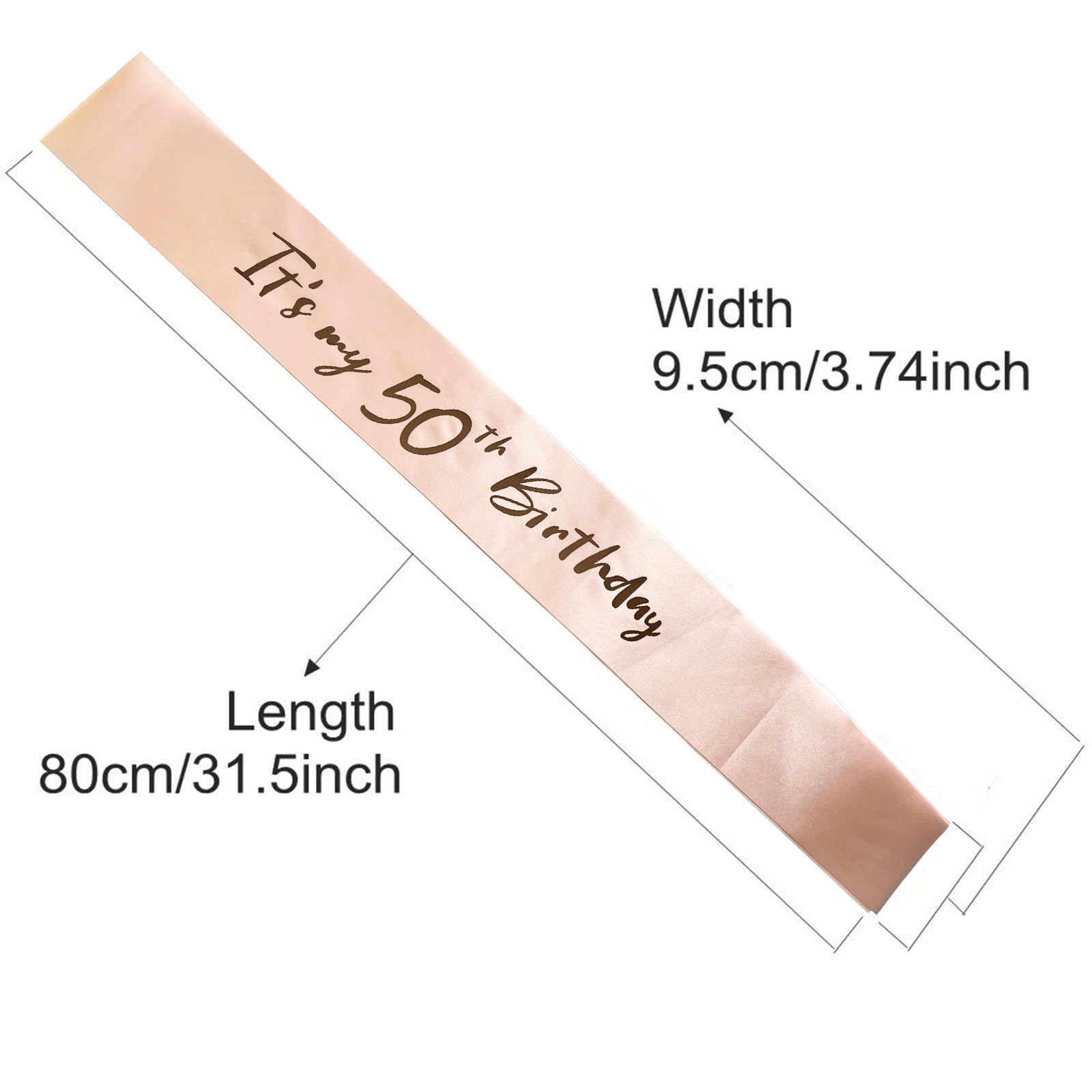 Fiftylicious Birthday Sash With Glitter Letters - Silver Satin Celebration Sash For Women & Men