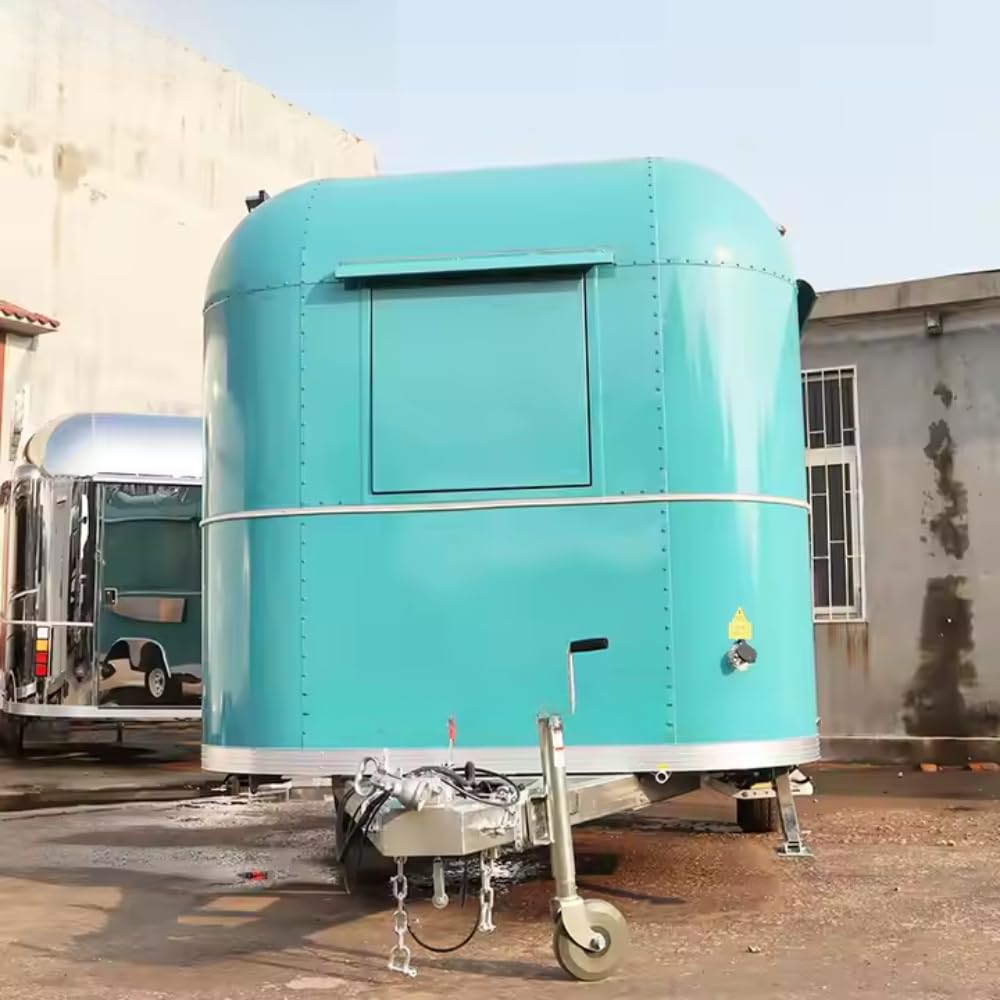 Remolque móvil de camión de alimentos con equipo completo - Diseño Airstream para la venta con café, perro caliente, helado, postre, carrito de bebidas y cocina de panadería para vendedores de 13 pies