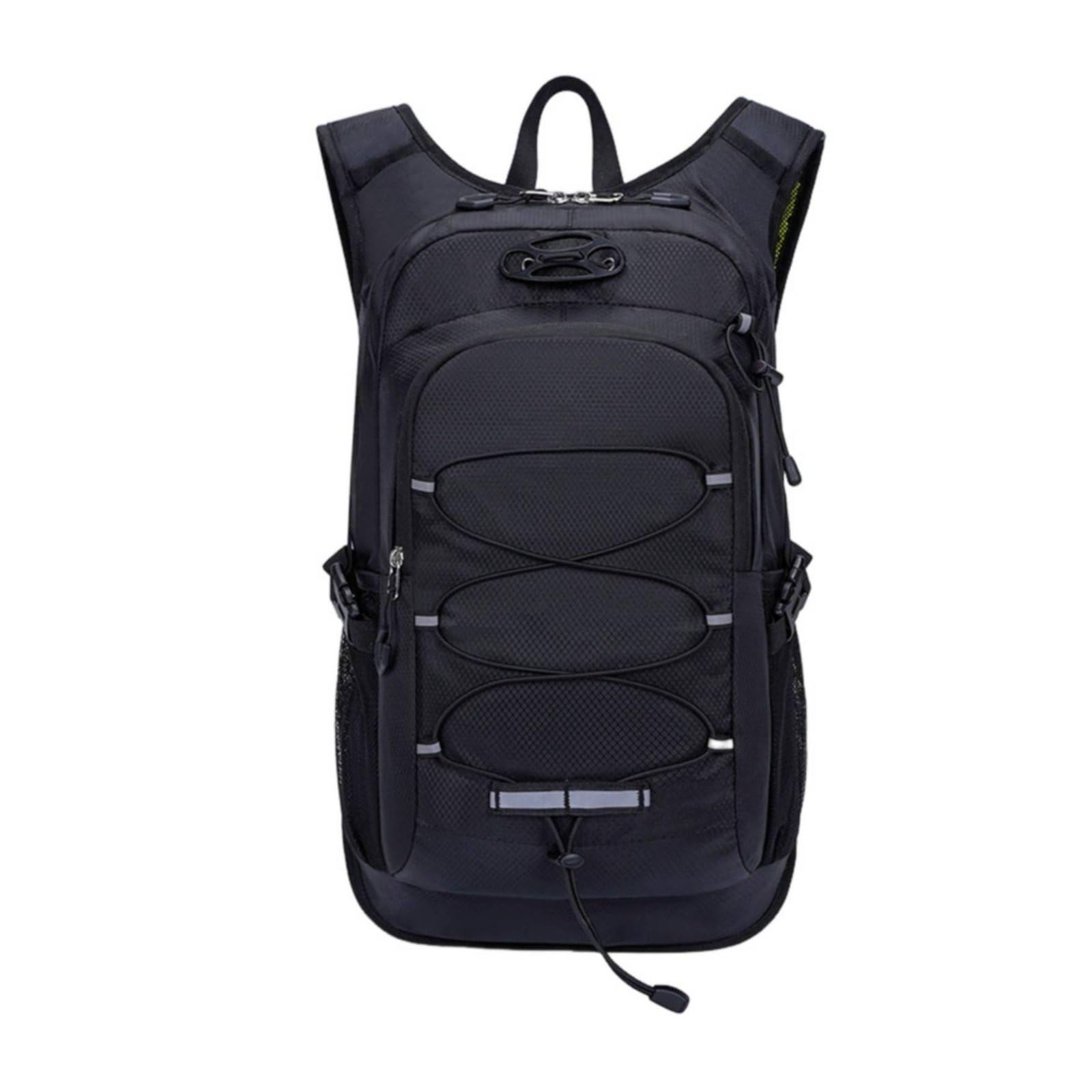 myaddiction waterproof lightweight travel backpack multi-compartment hiking rucksack scratch-resistant cycling backpack reflective strip for mountaineering, black, 15 inch
