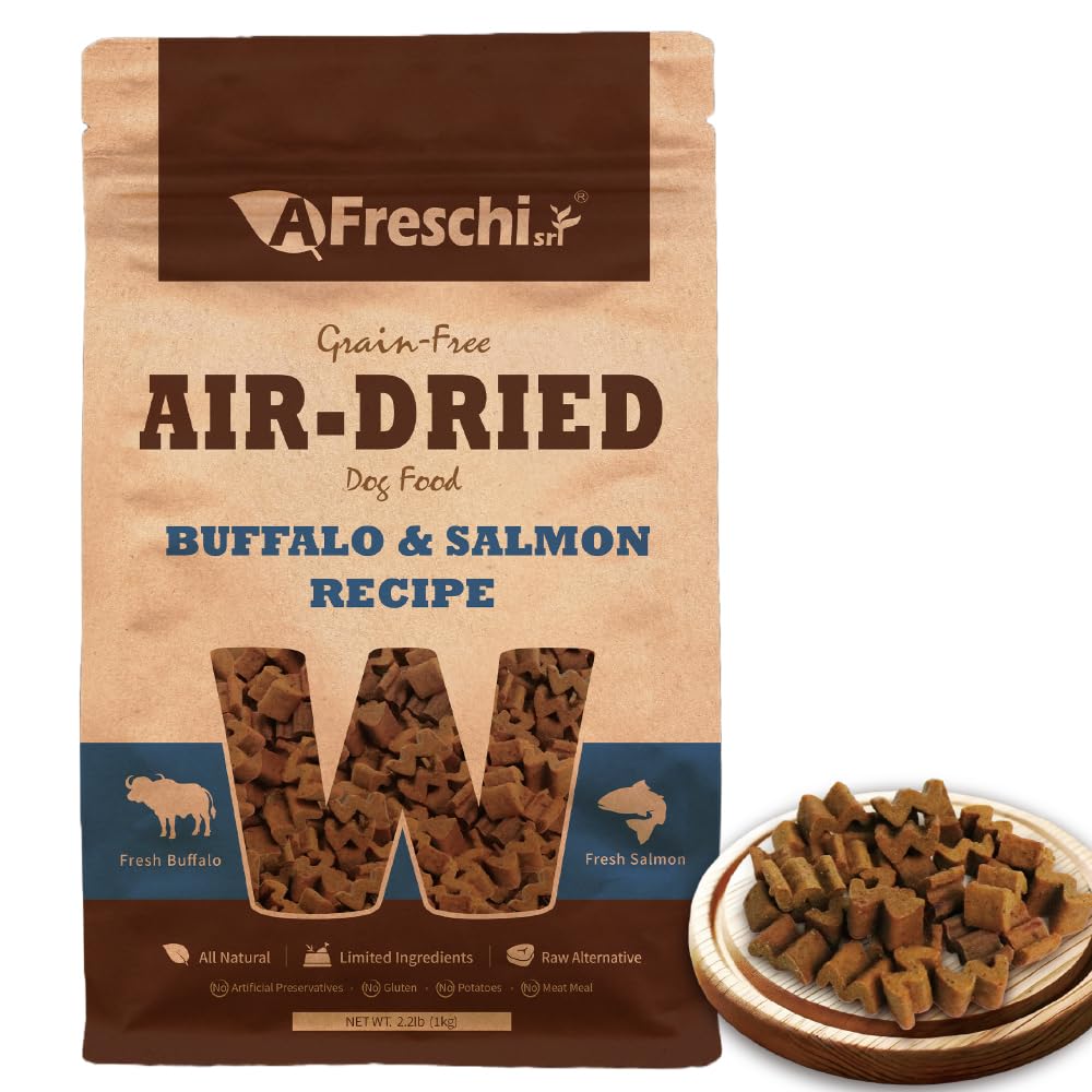 AFreschi Air-Dried Dog Food, Buffalo & Salmon, W-Shaped, 2.2 lb