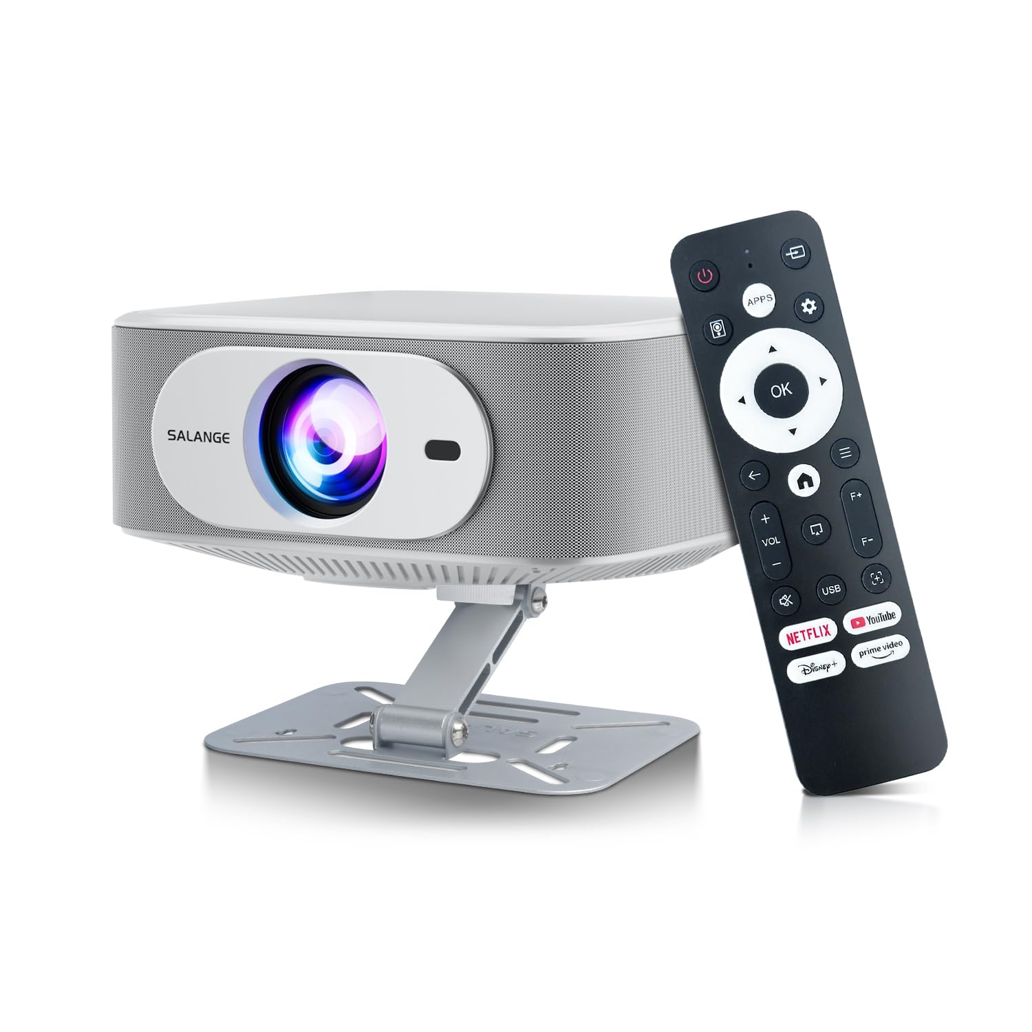 Salange Vidéoprojecteur, 1080P natif Prend en Charge Le 4K, Intelligent Android 14 Projecteur avec WiFi 6 et Bluetooth 5.4 Mise au Point électronique & Correction Automatique Utilisation en Un clic