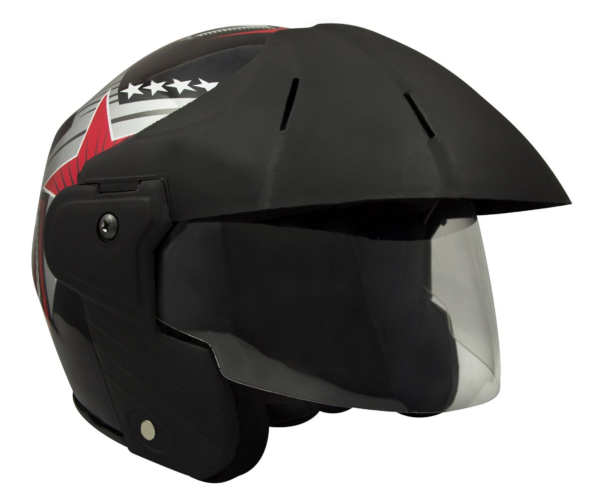 Sage Square Deltz Power ISI Certified ABS Shell Open Face Scooty Helmet (Extra Large - XL, Black Glossy Red Sticker)-image-27