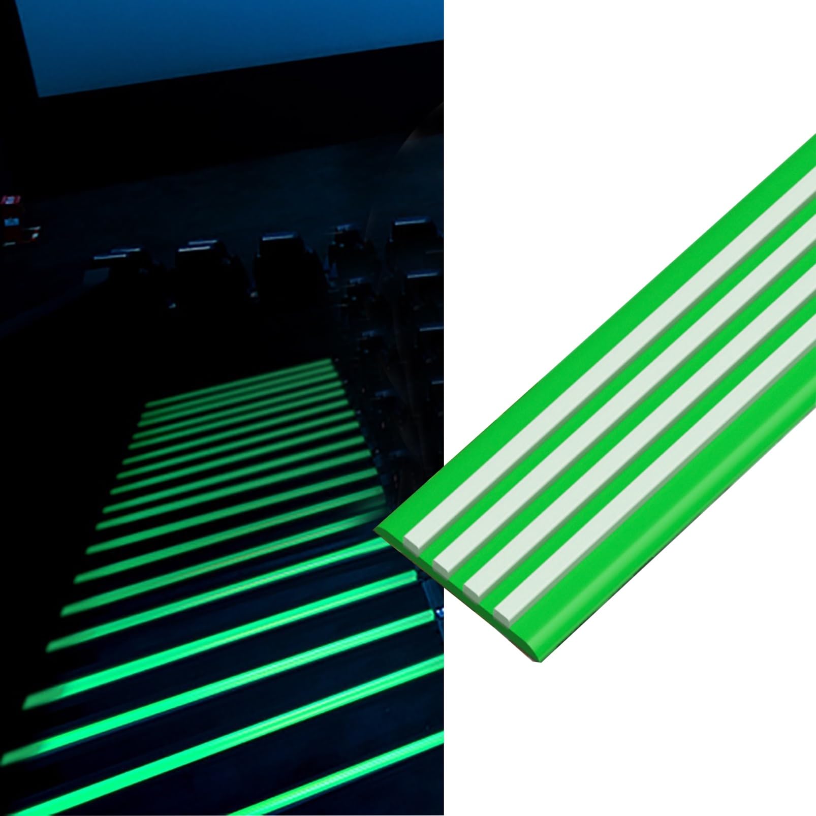 Cxvhsertwr Green 5Cm Stair Carpet Treads, Glow Stair Tread Edge Protectors Nosing Edging(,L 6M)