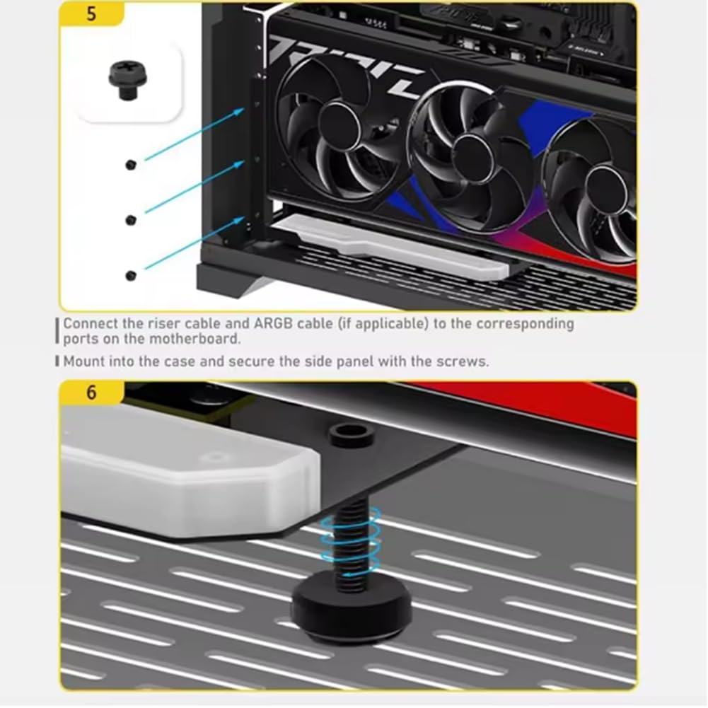 Pionowy uchwyt na kartę graficzną z 15 cm kablem PCI-E 4.0 X16 Riser zestaw do obsługi karty graficznej, uchwyt GPU, czarny