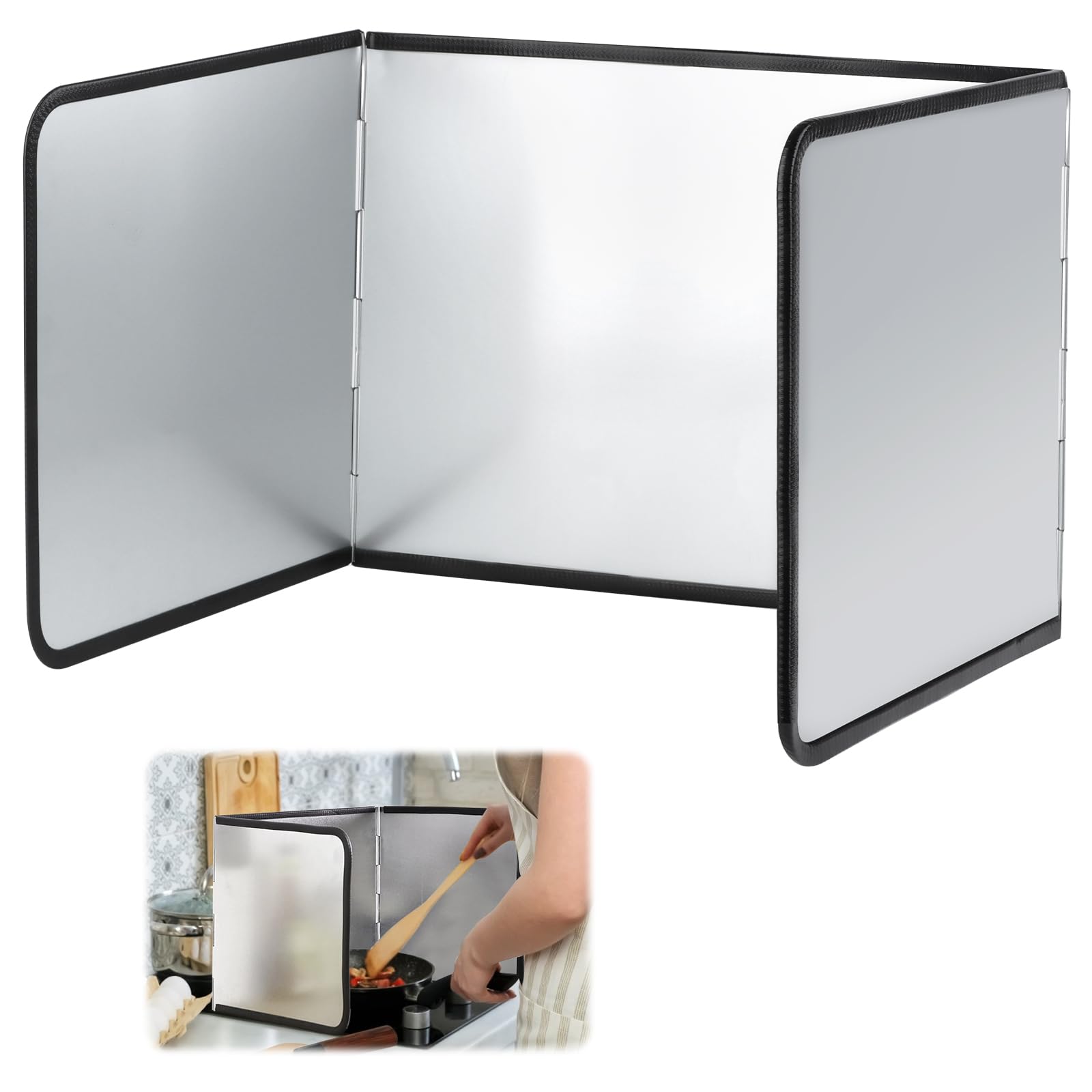 VFANDV Protector Pared Antisalpicaduras Cocina, Protector Salpicaduras Cocina 3 Lados Panel Protector Salpicaduras Cocina Plegable Protector contra Salpicaduras para Estufas y Sartenes (39x29x30cm)
