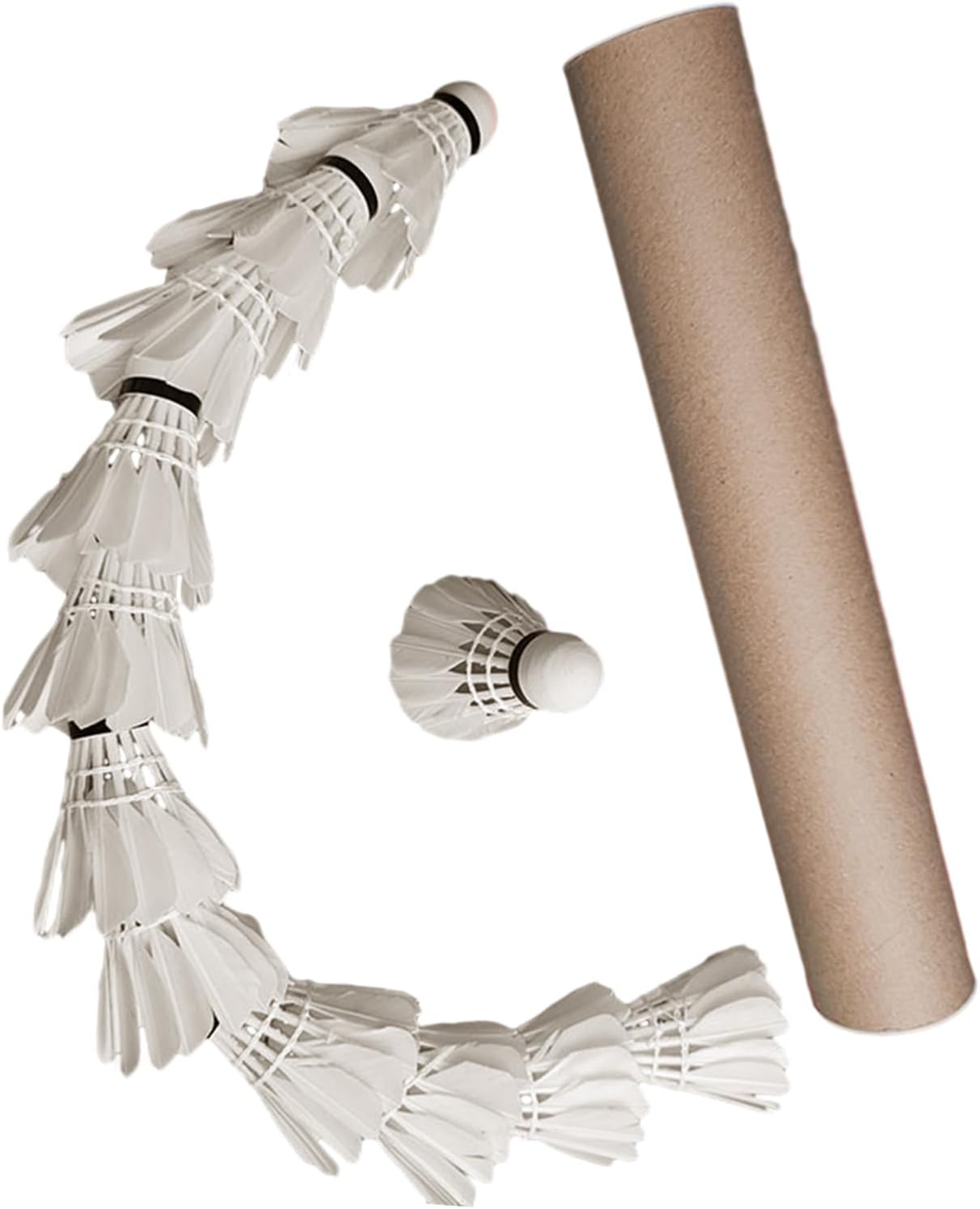12 Pcs Feather Badminton Shuttlecocks, Training Ball Lightweight Shuttlecock for Outdoor Sports, High Speed Practice Shuttles