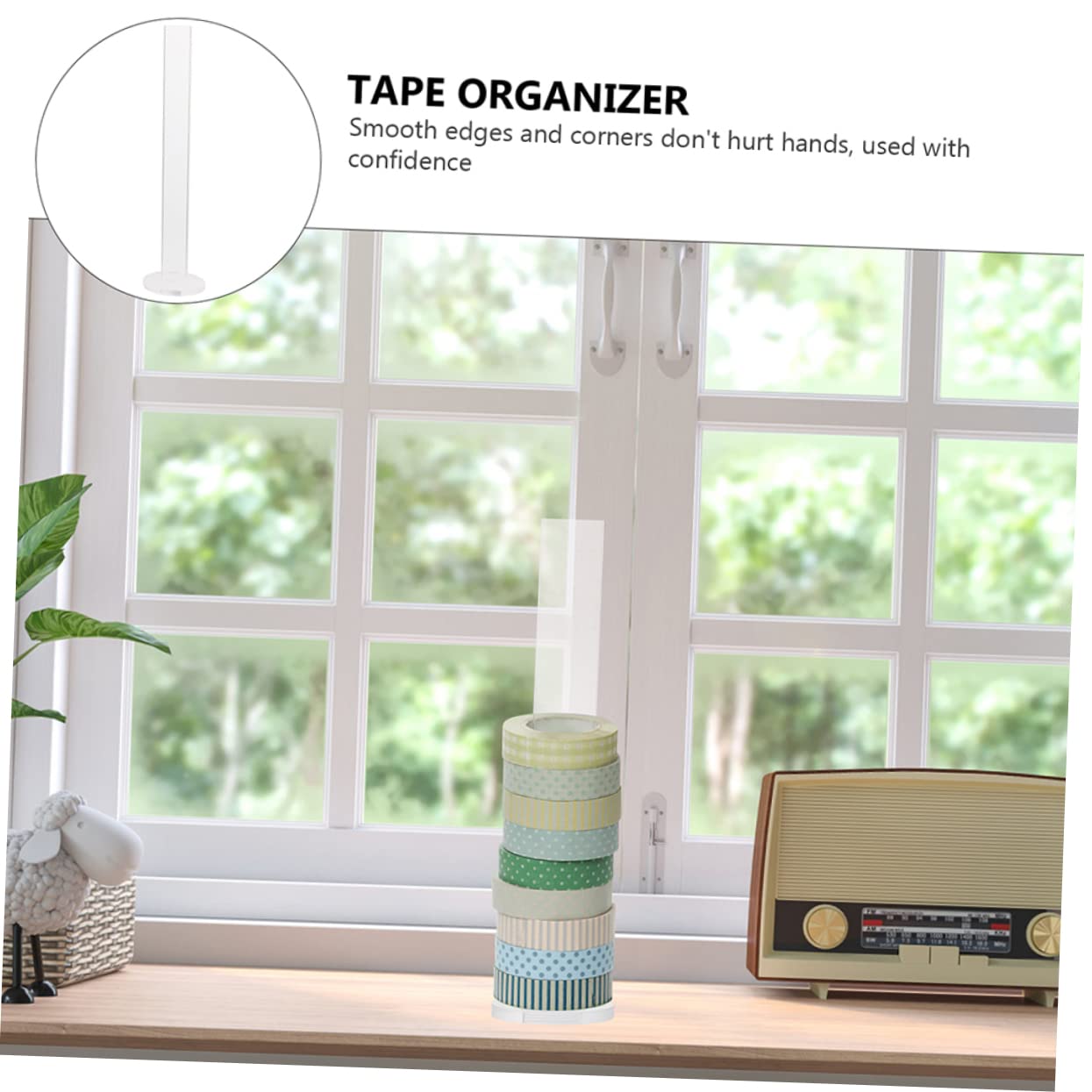 HOODANCOS Tape Holder Desktop Shelves Transparent Support Storage Shelf Washi Tape Storage Shelving Transparent Tape Rack Hat Tape Watch Stand Masking Office Transparent Glue Cartoon Acrylic