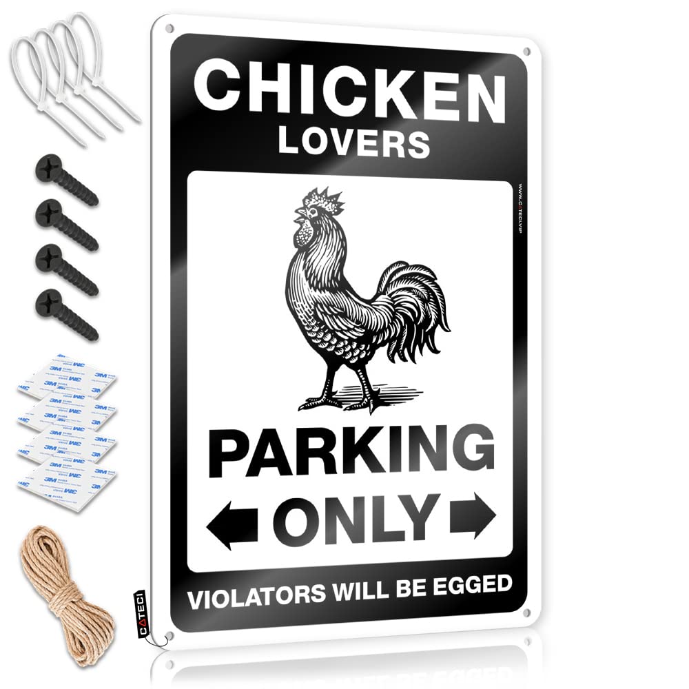 Decorative Art Rustic Wall Poster, Room Decorations Aesthetic Funny Quote Design For Home Garage | Ideas Anti-rust Metal Chicken Lovers Parking Only(30X40CM)
