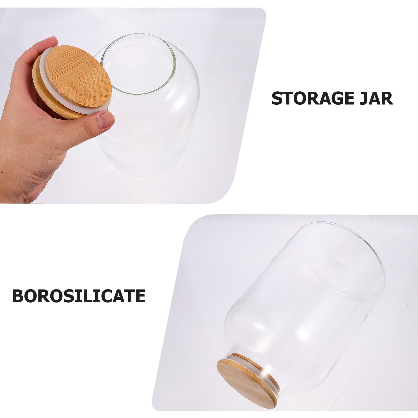 Mikinona Leeres Vorratsglas aus Glas mit Holzdeckel Luftdicht Verschlossen Hitze und Kältebeständig zur Aufbewahrung von Müsli und Tee in Küche