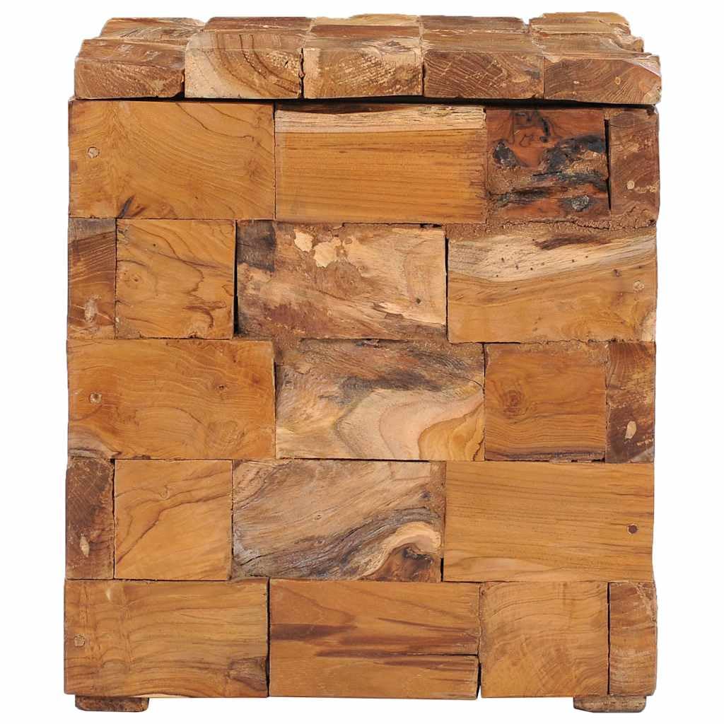 Klappbarer Teakholz Hocker mit Stauraum 40x40x45 cm stapelbar leicht tragbar für Küche Garten Balkon Camping Terrasse und Party