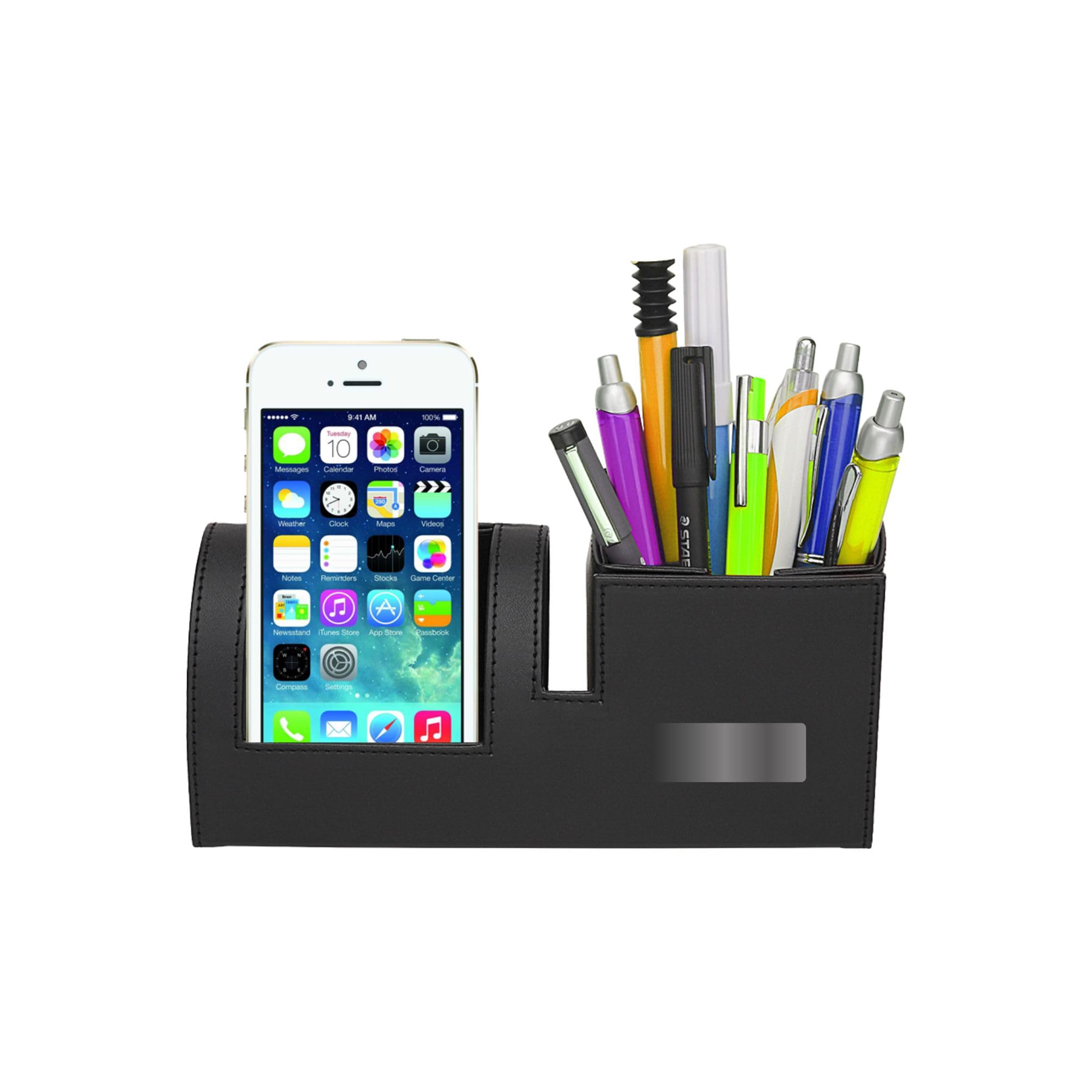 FRANDO Set Scrivania Porta Penne Porta Cellulare Seul Personalizzabile In Similpelle Con Astuccio Organizer Ufficio Gadget Promozionale Per Aziende Regalo Corporate (5, Nero)