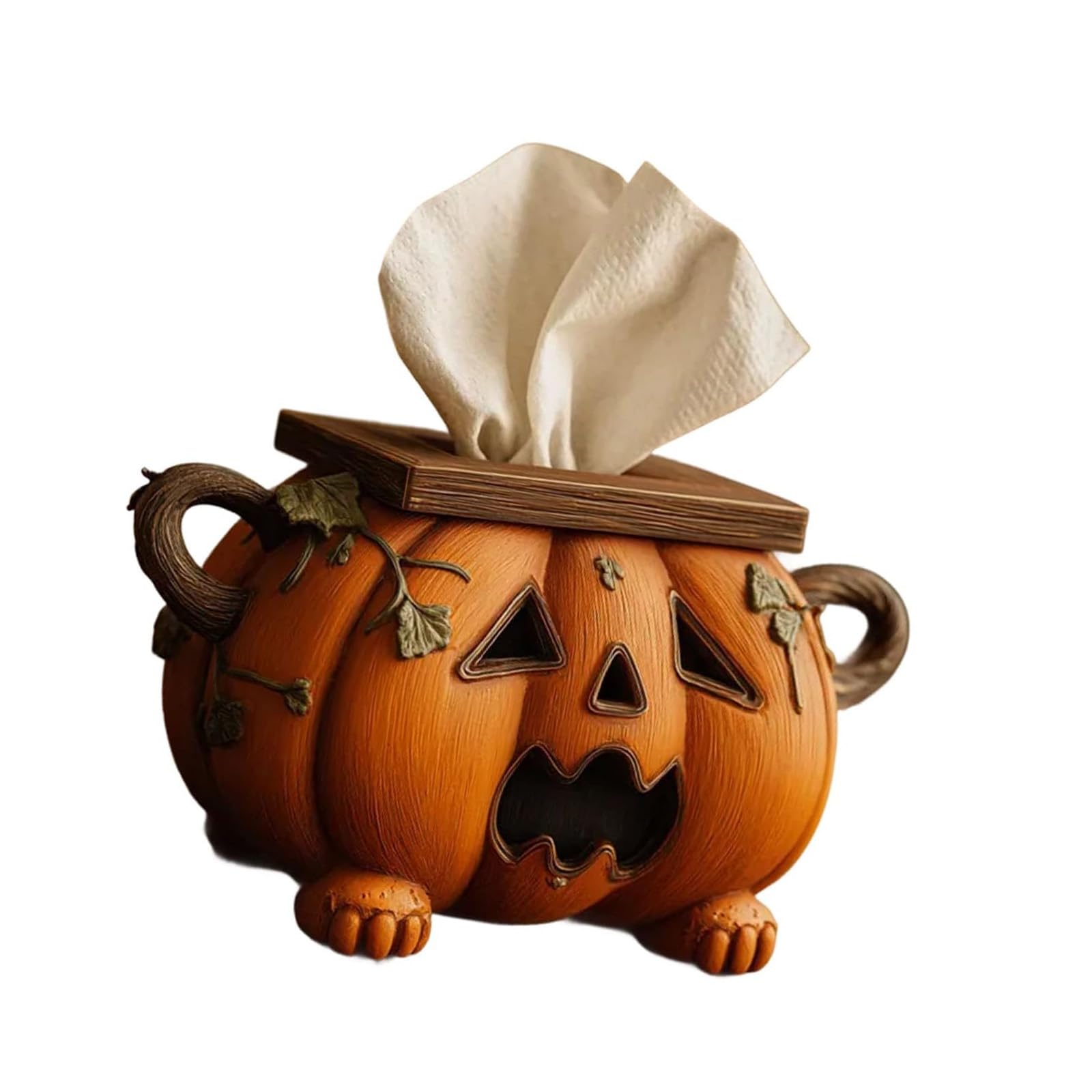 Pumpkin Tissue Holder Resin Construction for Bathroom Decor Easy-Clean Halloween Home Design Halloween Themed Tissue Dispenser Holder