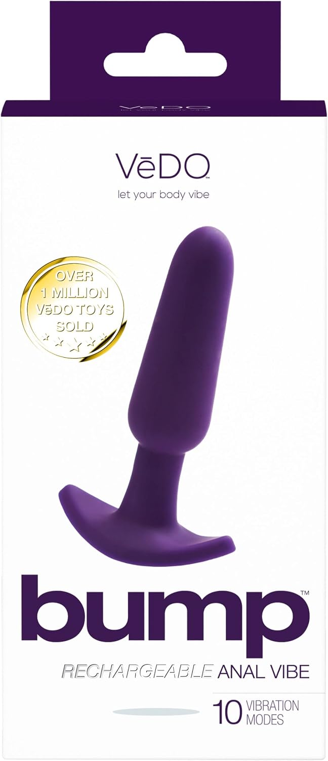 VeDO Bump Anal Vibrator, Rechargeable Waterproof Prostate Vibe, Adult Sex Toy, Easy Insertion Round Tip (Purple)
