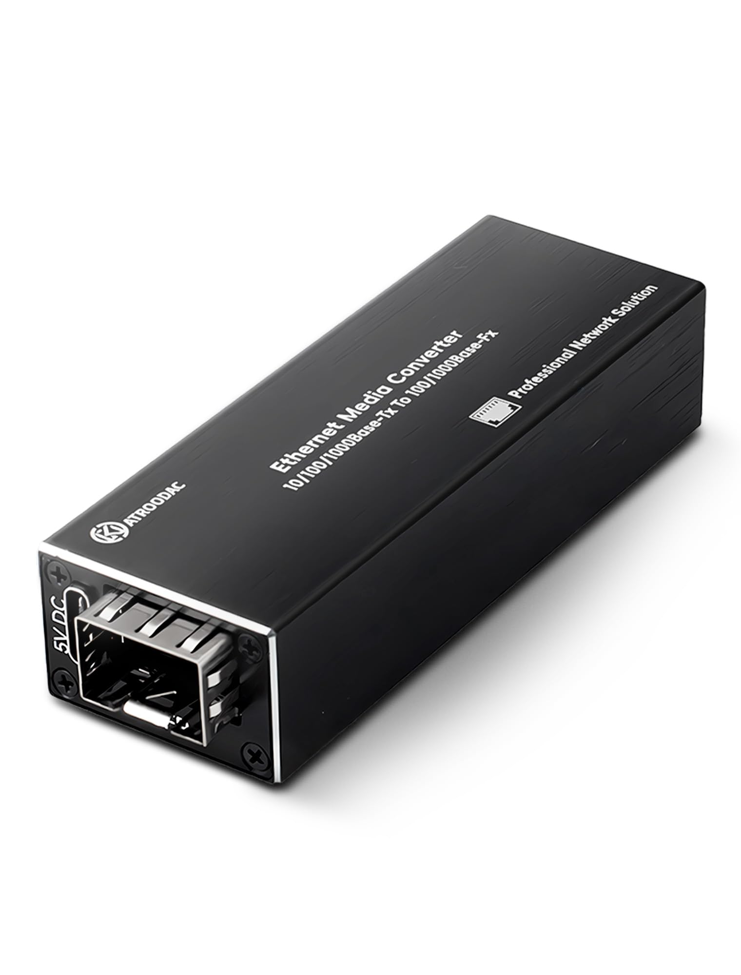 Atroodac Gigabit Glasfaser Ethernet Medienkonverter LWL 1.25G SFP Slot zu RJ45 Kompatibel mit 100/1000BASE-SX Mini Medienkonverter FX Port Supports Hot-Swappable