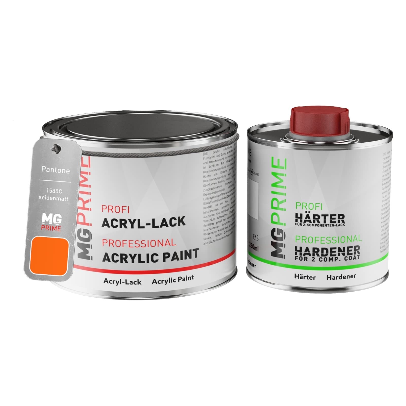 Pantone 1585C Orange Acrylic paint silk matt 0.75 litres / 750 ml can incl. hardener