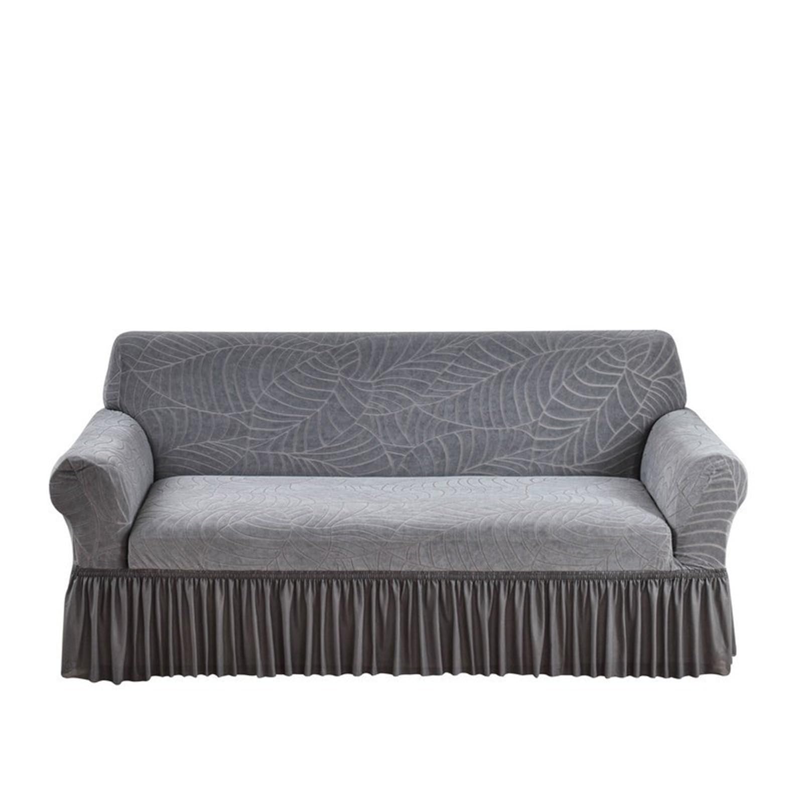 YDYAENIO Sofa Seat Cover with Skirt 1PC Waterproof Stretch Sofa Skirt Cover Adjustable Elastic Slipcovers for Living Room, Hotel(Dark Grey,2 seater(145-180cm))