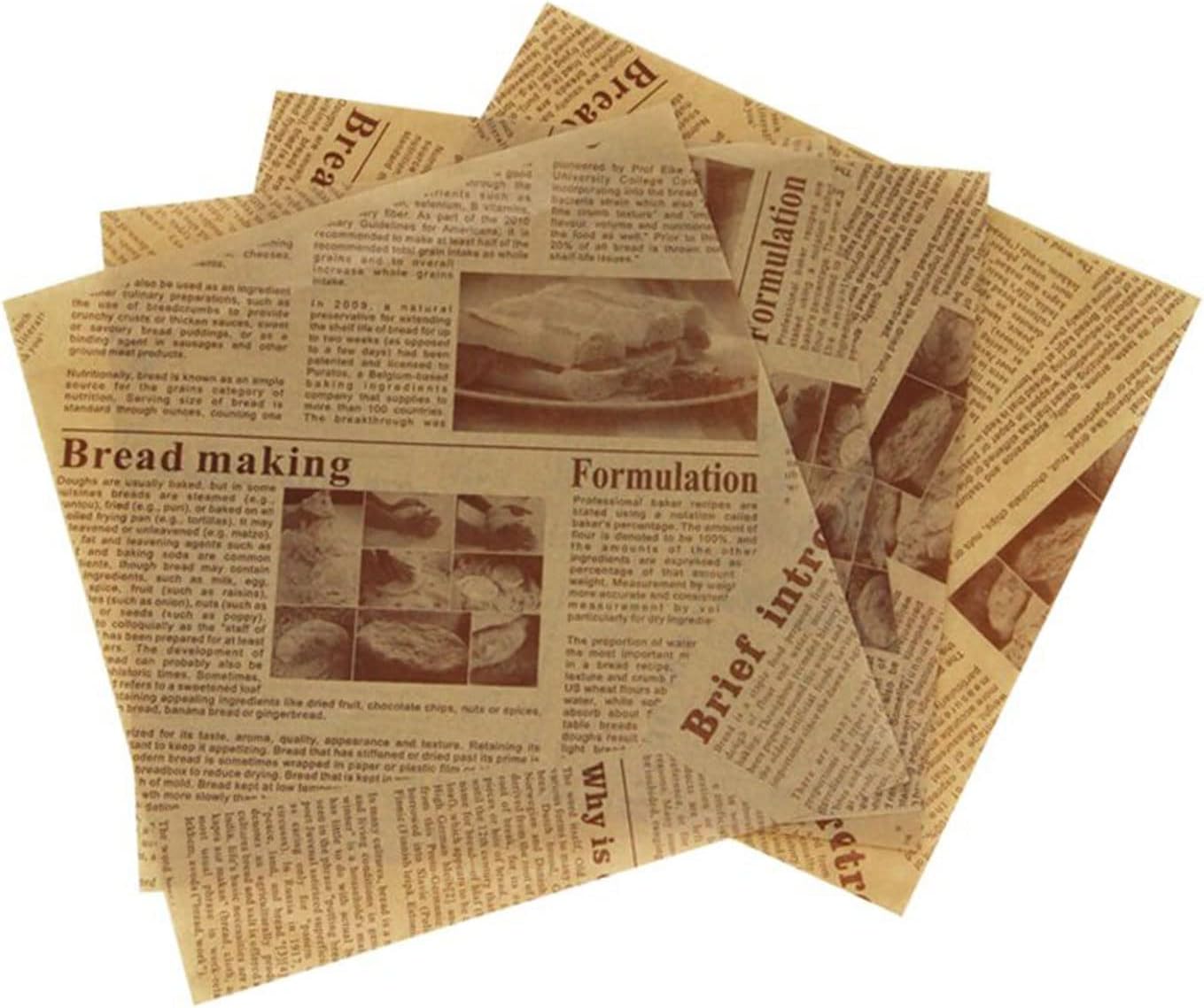 Gojiny 200 Pcs/Bag Greaseproof Paper Wax Newspaper Sheets Vintage