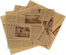 Gojiny 200 Pcs/Bag Greaseproof Paper Wax Newspaper Sheets Vintage English Newspaper Greaseproof Paper Food Plate Liner