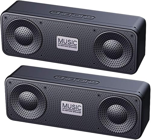 Paquete de 2 altavoces Bluetooth, altavoz Bluetooth inalámbrico 3D de alta fidelidad 5.0 con tiempo de reproducción de 12 horas, emparejamiento