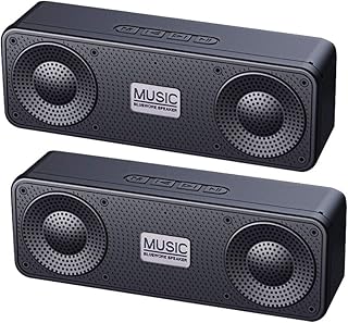 2Pack Bluetooth Speaker,3D Hi-Fi Bass Portable Wireless Bluetooth Speaker 5.0 with 12H Playtime,TWS Wireless Stereo Pairing,Microphone,Sound,Outdoors,FM Radio,Built-in Mic,TF,Aux,Travel Bass